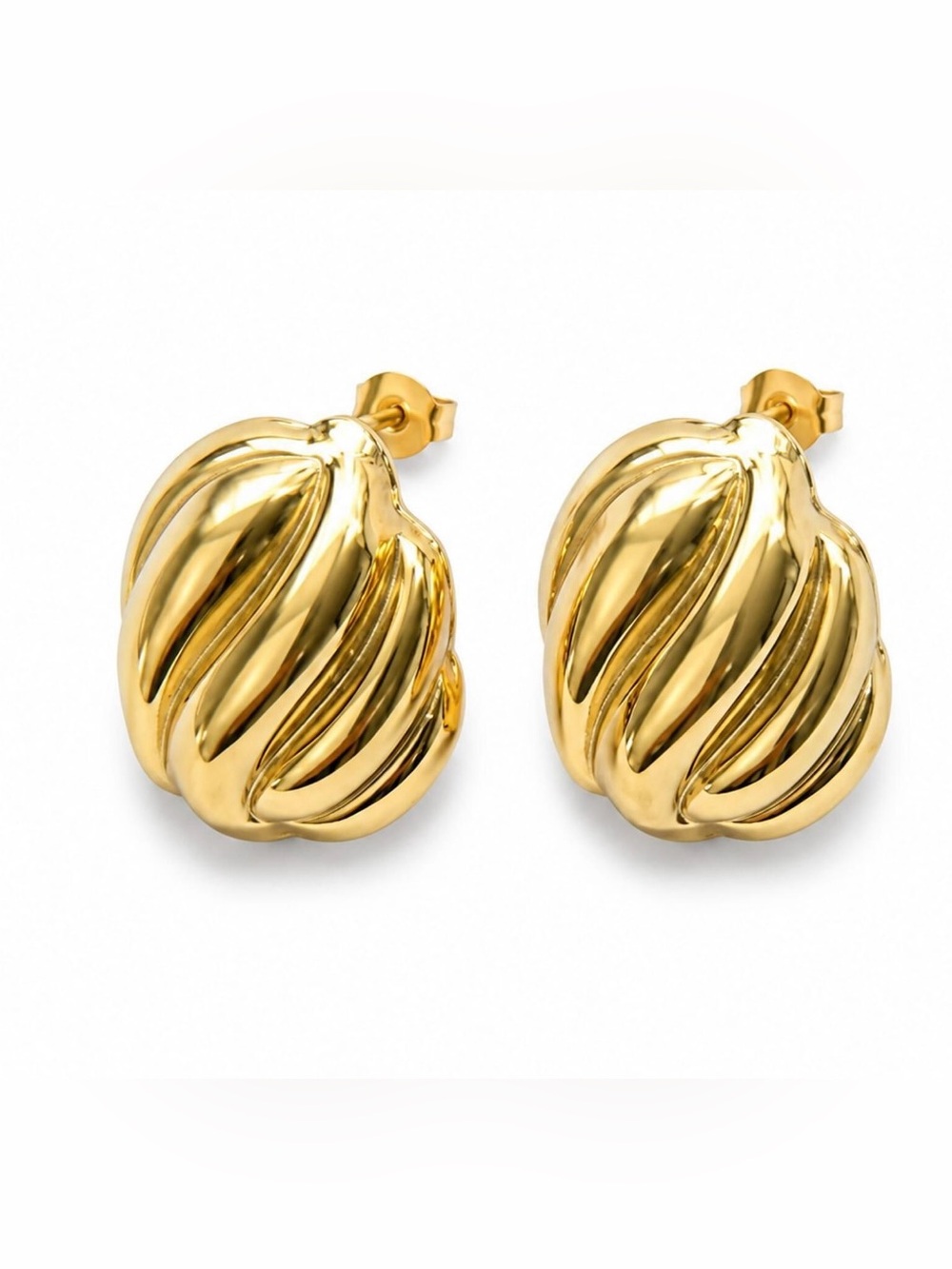 Mayamar Gold Textured Pierced Earrings